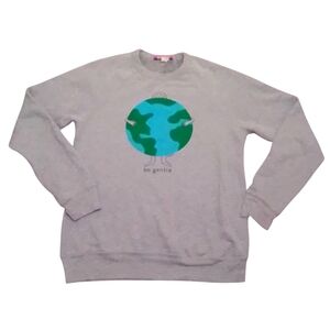 Gray Earth Print Unisex Crewneck Sweater, Size Small
